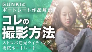 【ポートレート撮影方法】桜ポートレート撮影！ストロボで逆光を作って着物で夜桜ポトレ撮影！【CANON EF85mm f1.8 USM】