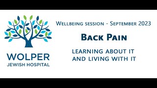 Wolper Wellbeing webinar on Living Well with Back Pain  - Sept 2023