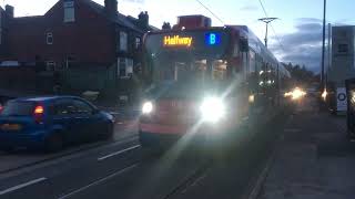 Stagecoach Supertram 108 heads along Middlewood Road with a Blue Route Service to Halfway