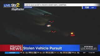 CHP in pursuit of a stolen vehicle driving at extremely high speeds
