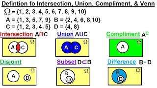 Probability & Statistics (5 of 62) Definition of Intersection, Union, Compliment, Venn Diagram