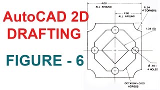 AUTOCAD 2D DRAFTING TUTORIAL FIGURE-6 | 2D DRAFTING USING BLOCKS  | AUTOCAD POLYGON COMMAND