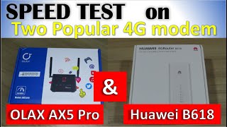 Huawei B618 vs Olax AX5 pro Speed Test - this is my result.