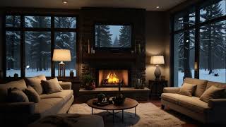 No Ads Fireplace Blizzard ASMR - Snow Storm Sound With Fireplace Burning For Deep Sleeping