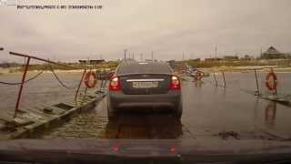Driving a busy pontoon bridge from Crimea to Russia