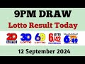 Lotto Result Today 9pm draw September 12, 2024 Swertres Ez2 PCSO complete