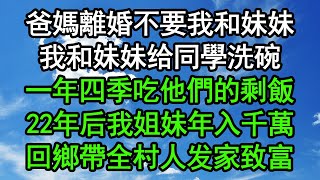 爸媽離婚不要我和妹妹，我和妹妹给同學洗碗，一年四季吃他們的剩飯，22年后我姐妹年入千萬，回鄉帶全村人发家致富#深夜淺讀 #為人處世 #生活經驗 #情感故事