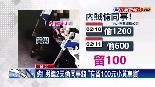 劣! 男連2天偷同事錢 「有留100元小黃車資」－民視新聞