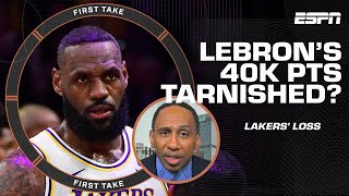 Stephen A. says LeBron reaching 40K PTS was TARNISHED by another Lakers loss 😳 | First Take