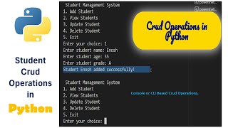 CRUD Operations in Python || Console or CLI based Crud Operations.