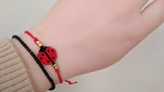 Uğur böceği miyuki bileklik yapımı/Dıy beaded braclekade /Tuğla tekniği