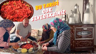 KUZİNE DE KAPYA BİBER,TAZE TEREYAĞI ,ÇAY.../SOBA BAŞINDA KÖY KAHVALTISI