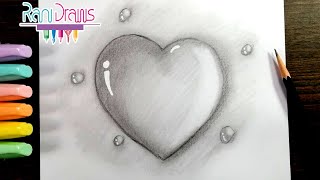 Cómo dibujar un CORAZÓN de AGUA con LÁPIZ- How to draw a water HEART with PENCIL