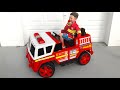 Super Senya rides a Fire Truck and plays Firefighter