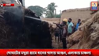 গোঘাটের মথুরা গ্রামে ধানের গাদায় আগুন, এলাকায় চাঞ্চল্য—প্রতিবাদী আওয়াজ