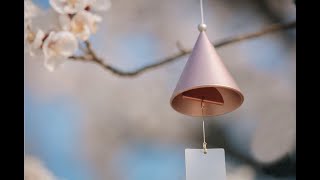 Rose Gold Japanese Wind Chimes, hanging wind chimes outdoors, rose gold wind chime, rose gold ring