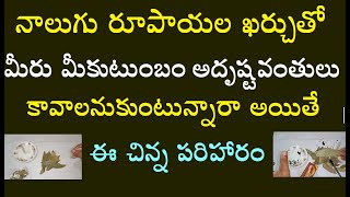 నాలుగు రూపాయల ఖర్చుతో మీరు మీ కుటుంబం అదృష్టవంతులు కావాలనుకుంటున్నారా అయితే ఈ చిన్న పరిహారం