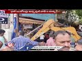 ghmc and revenue officials and demolition of footpath encroachments in kukatpally v6 news