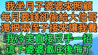 我坐月子婆婆來照顧，每月要錢卻偷給大伯哥，還把兩侄子接來讓我養，我冷笑直接反手一招，這下婆婆徹底後悔了 夜讀時光 #情感故事