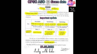 OPSC ASO EXAM DATE 2022#update#opsc#opscasorecruitment2022#opsc_aso#aso#shorts#viral#studywithkoko