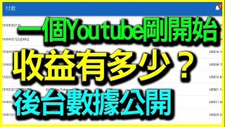 一個Youtube剛開始的收益有多少？《後台數據大公開》【平民百姓談心】