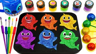 Satisfying Video | How To Make Rainbow Baby Shark With Glitter Slime And Glossy Balls Cutting ASMR