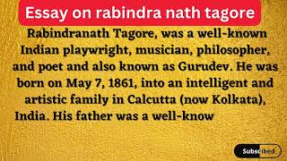 Essay on Rabindra Nath Tagore ! Essay writing Rabindra nath Tagore