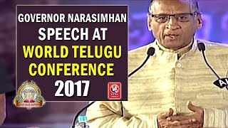 Governor Narasimhan Speech At World Telugu Conference | Hyderabad | V6 News