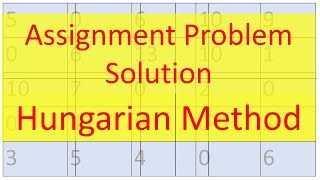 Operation Research 18 Solution of Assignment Problem Hungarian Method