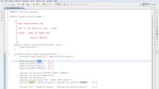 STACK POP METHOD EXAMPLE IN JAVA DEMO