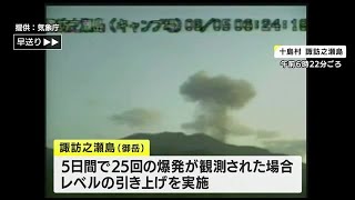 諏訪之瀬島の噴火警戒レベル３へ引き上げ　今年１月２４日以来　鹿児島県十島村