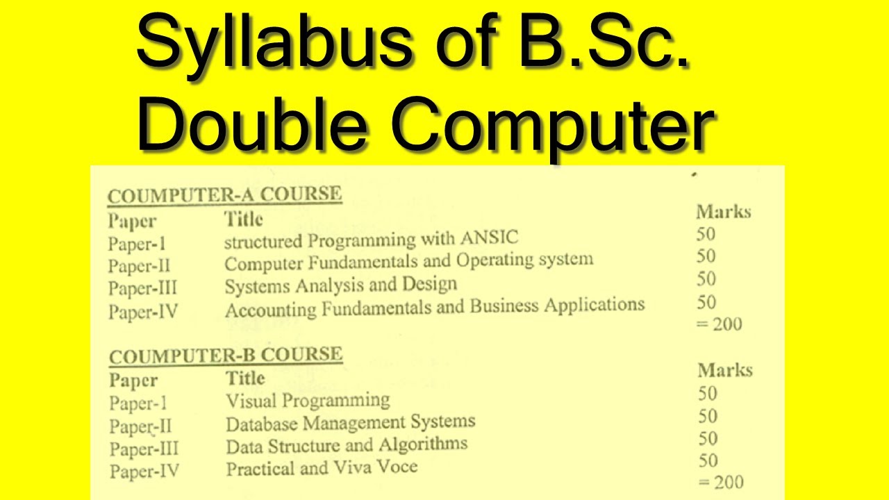 Syllabus Of B.Sc. Double Computer Islamia University Bahawalpur, Paper ...