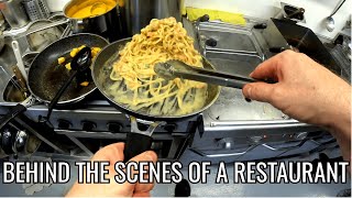 POV: Behind the scenes of a restaurant kitchen