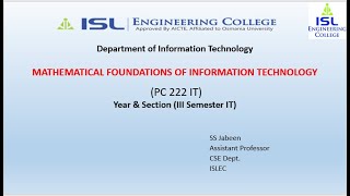 Introduction to Mathematical Foundations of Information Technology (Lecture 1)