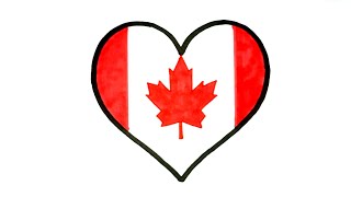 How to Draw Canada Love Flag | Country Flag | Heart Flag | Love Flag