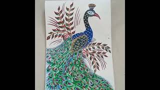 how to paint beautiful peacock. #short#peacock#onestroke#sarithasartwork786 #trendingreel