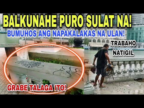 BUMUHOS ANG NAPAKALAKAS NA ULAN TRABAHO NATIGIL ESPLANADE