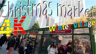 Christmas Market 2022 in Bryant Park | #Walking Tour around in Winter Village. #4K HDR!