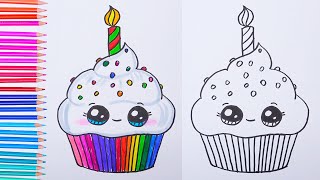 How to Draw a Birthday Cupcake Easy drawings