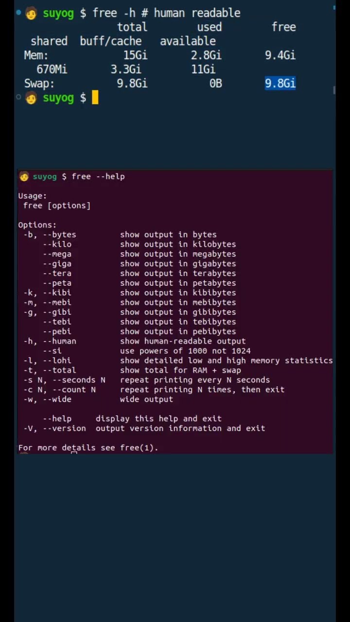free Linux command! A Linux monitoring tool. #shorts #linux #ubuntu #free #commands