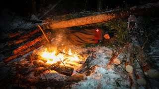 Survival Shelter in Deep Snow - Wool Blanket, Below Freezing