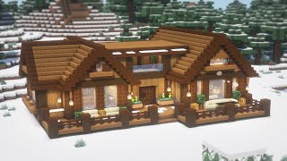 Minecraft: How To Build a Large Winter Log House Tutorial(#7) | 마인크래프트 건축, 통나무 집 짓기, 인테리어