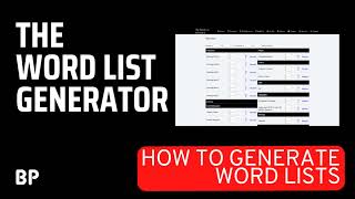 How To Generate Word Lists Using The Word List Generator