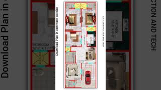 22' X 60' Modern house plan with car parking (Hindi/Urdu).