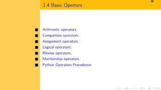 PP101 - Python Programming for Beginners - Lecture 1 - Part 4 Basic operators