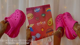 CROCS MEGA CRUSH CLOG UNBOXING REVIEW \u0026 TRY ON HAUL | NEW JUICE COLORWAY | CROCS VIRAL PLATFORM