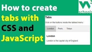 Creating Tabs with CSS & JavaScript: A Comprehensive Guide | w3schools Tutorial"