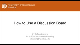 How to Use a Discussion Board
