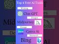 top 4 ai tools   #onlineearning #ai #aitools #chatgpt #canva #bing #midjourney