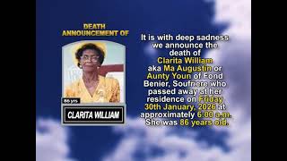 Clarita William ~ Short Obituary